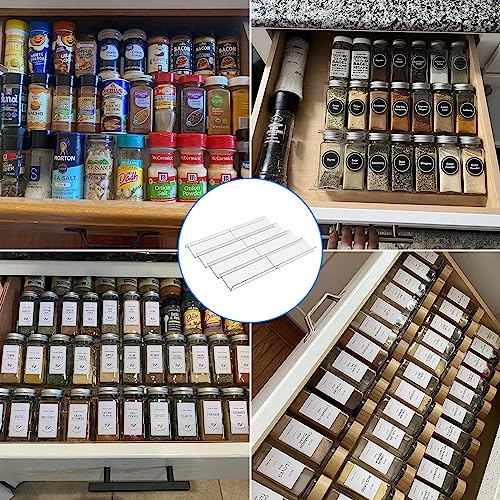 Delavala Adjustable Expandable Acrylic Spice Rack - 4 Tier Spice Drawer Organizer for Kitchen Cabinet – 13.2x17 inch,2 Pack Clear - Image 2