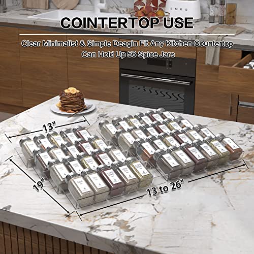 Delavala Adjustable Expandable Acrylic Spice Rack - 4 Tier Spice Drawer Organizer for Kitchen Cabinet – 13.2x17 inch,2 Pack Clear - Image 4