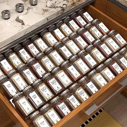 Delavala Adjustable Expandable Acrylic Spice Rack - 4 Tier Spice Drawer Organizer for Kitchen Cabinet – 13.2x17 inch,2 Pack Clear - Image 1