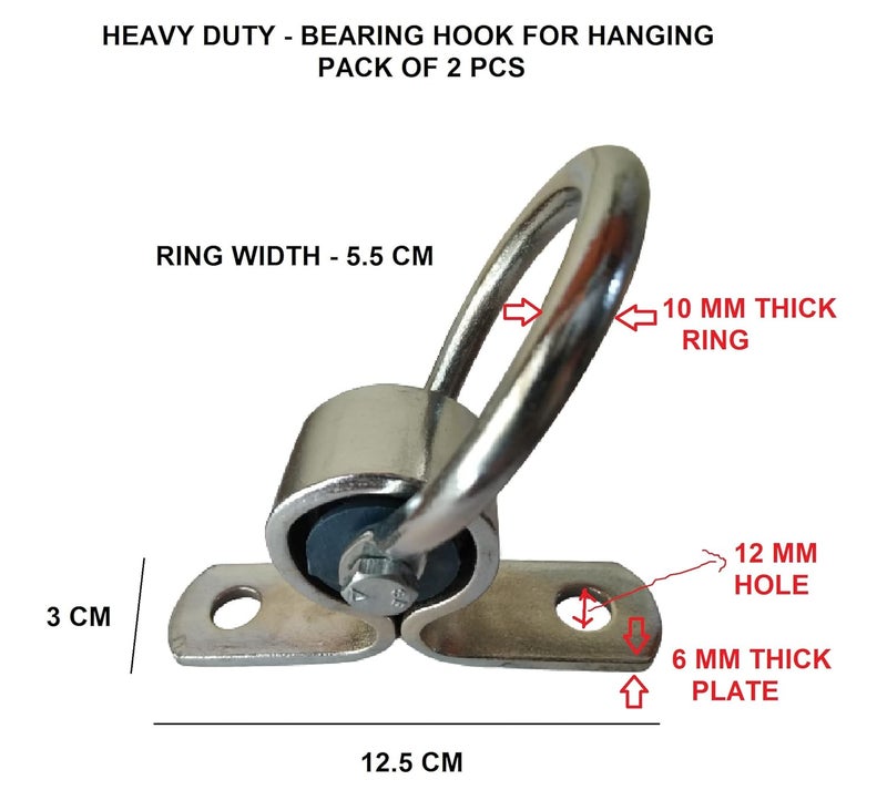 Q1 Beads Q1 Beads 2 Pcs Swing Round Jhula Hooks Bearing Kada Ring for Home Balcony Garden Ceiling Terrace and Patio Use Heavy Duty2 Pcs Chrome Round  - Image 2