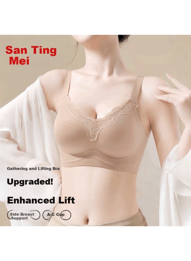 GRACEWELL Tingmei Lace Jelly Strip Fixed Cup Push-up Bra Women Adjustable Anti-sagging Wireless Bra - Image 1