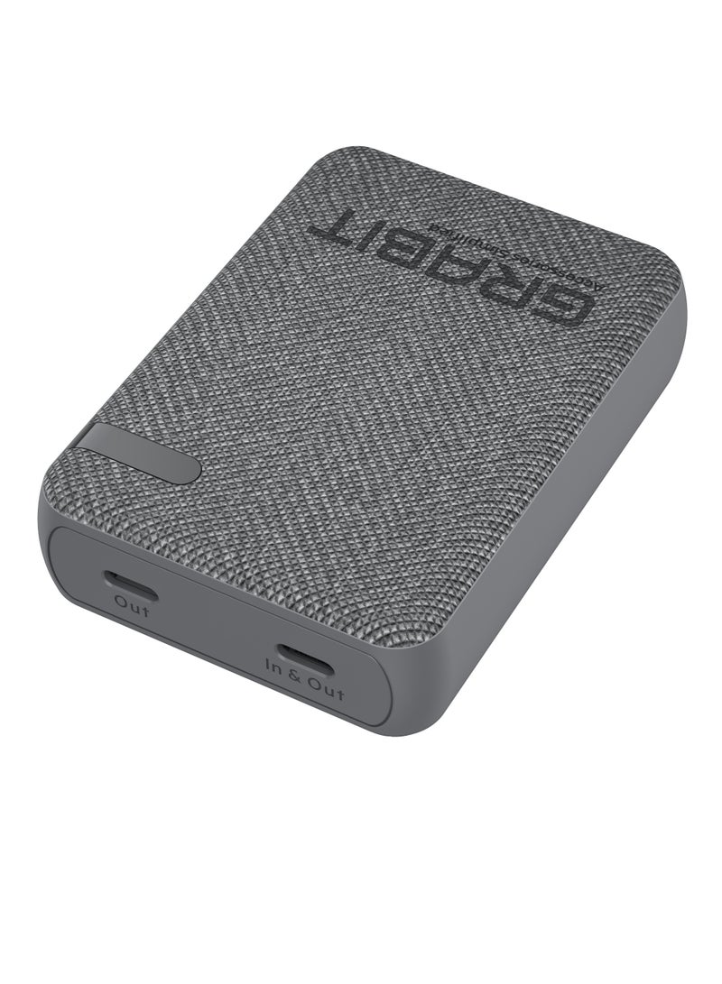 GRABIT GPOWER-100T 10,000mAh PD Power Bank – Dual 20W USB-C Fast Charging, Compact Fabric Design  - Image 3