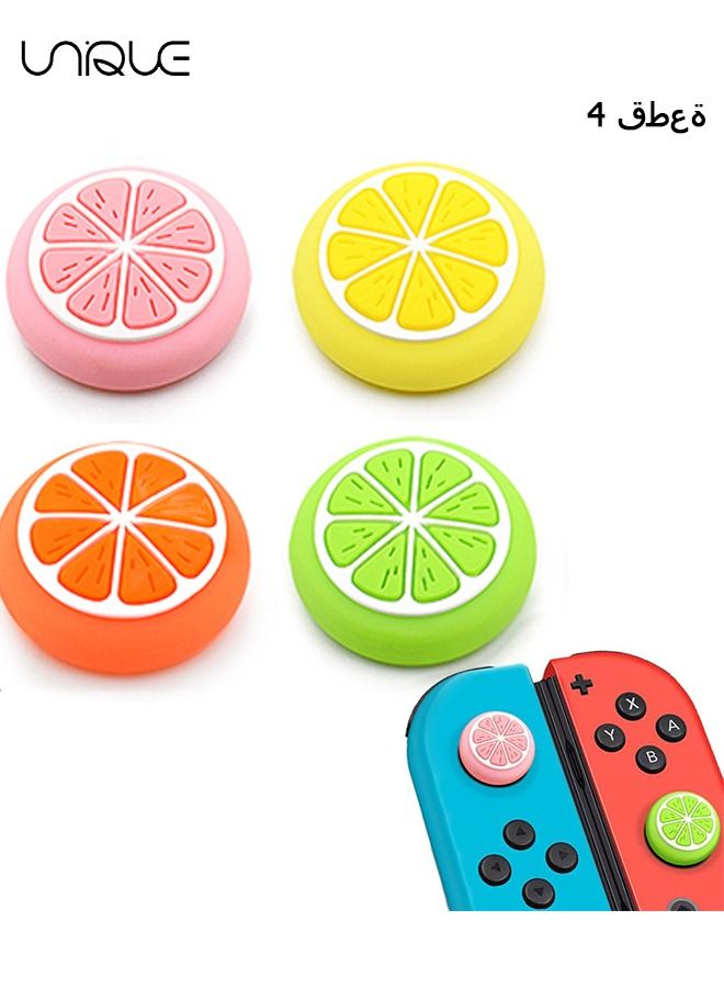 Unique 4Pcs for Nintendo Switch Thumb Grips Cute Cartoon Anime Design - 3D Silicone Joystick Caps Joycon Controller Button Covers for Nintendo Switch/OLED/Switch Lite for Boys Girls Kids Teens（Lemon）  - Image 1