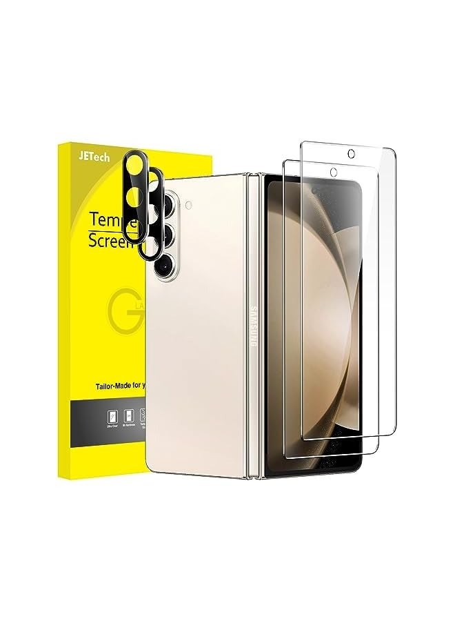 Jetech Front Screen Protector for Galaxy Z Fold 5 with Camera Lens Protector, 9H Tempered Glass Film, Anti-Scratch, HD Clear, 2-Pack Each - Image 1