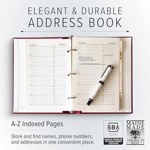Gallery Leather Large Address Book with Alphabetical Tabs up to 480 records, Leather Notebook Hardcover, Telephone and Address Books - 9x7, Desk Address, Acadia Tan - Image 2