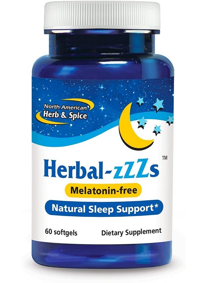 NORTH AMERICAN HERB & SPICE Herbal-zzZs - 60 Softgels - Melatonin Free, Non-Habit Forming - with Ashwagandha & Chamomile - Non-GMO - 60 Servings - Image 1