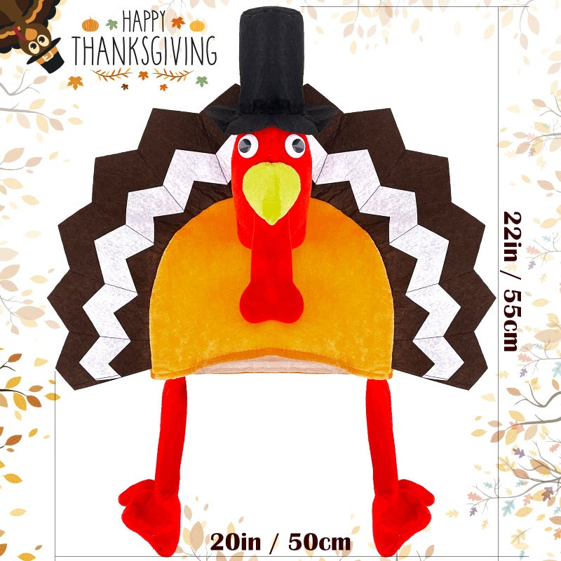 Asikkon Turkey Hat Thanksgiving Cap Novelty Plush Thanksgiving Costume for Holiday Event - Image 2