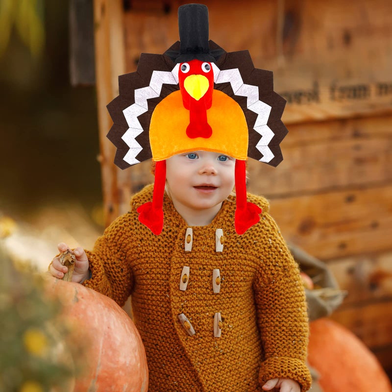 Asikkon Turkey Hat Thanksgiving Cap Novelty Plush Thanksgiving Costume for Holiday Event - Image 5