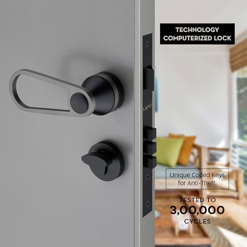 LAPO Solid Brass Mortise Door Lock | Strong Lock Handleset with 3 Keys for Main Door, Office & Hotels | Black Finish | Long-Lasting Security | 3 Years Warranty Ro-152 - Image 5