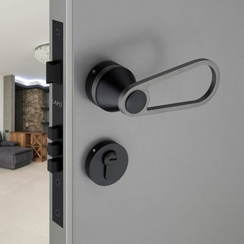 LAPO Solid Brass Mortise Door Lock | Strong Lock Handleset with 3 Keys for Main Door, Office & Hotels | Black Finish | Long-Lasting Security | 3 Years Warranty Ro-152 - Image 1