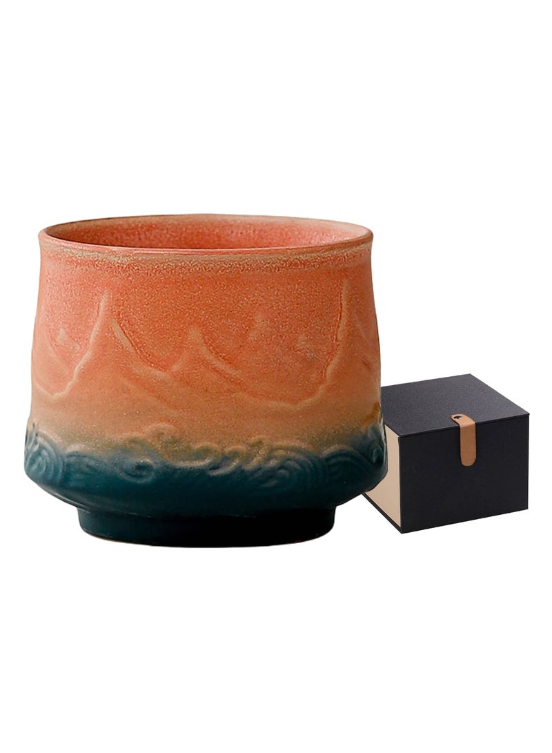 TAYRAN Tea cup, coffee cup, adult ceramic tea cup, 200 ml, handleless ceramic cup, Asian tea cup matcha cup with gift box for Turkish tea cappuccino latte - Image 1