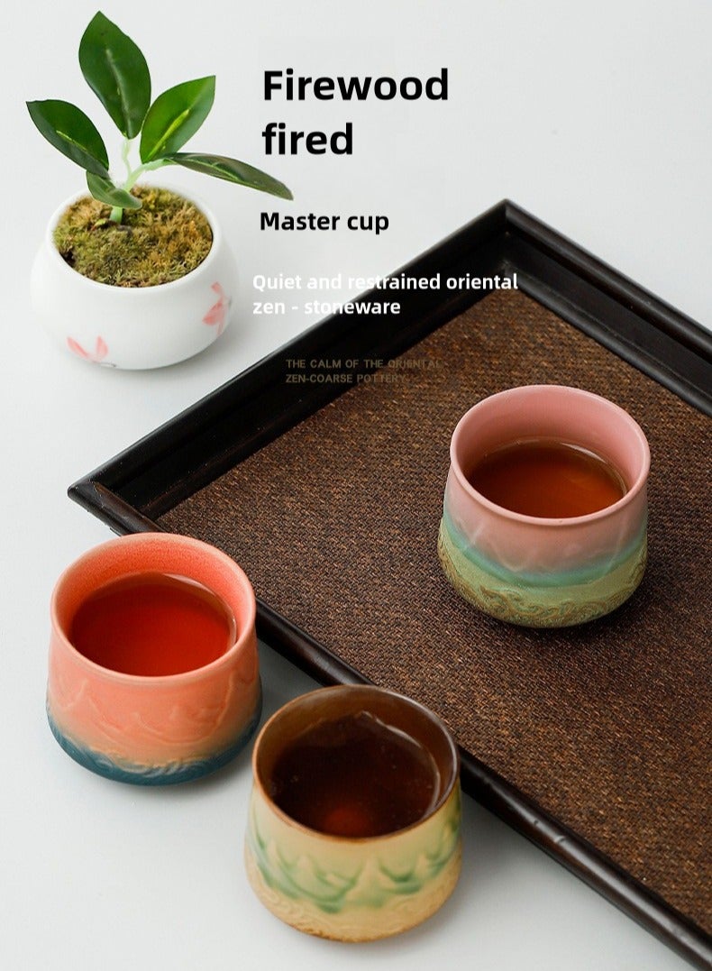 TAYRAN Tea cup, coffee cup, adult ceramic tea cup, 200 ml, handleless ceramic cup, Asian tea cup matcha cup with gift box for Turkish tea cappuccino latte - Image 2