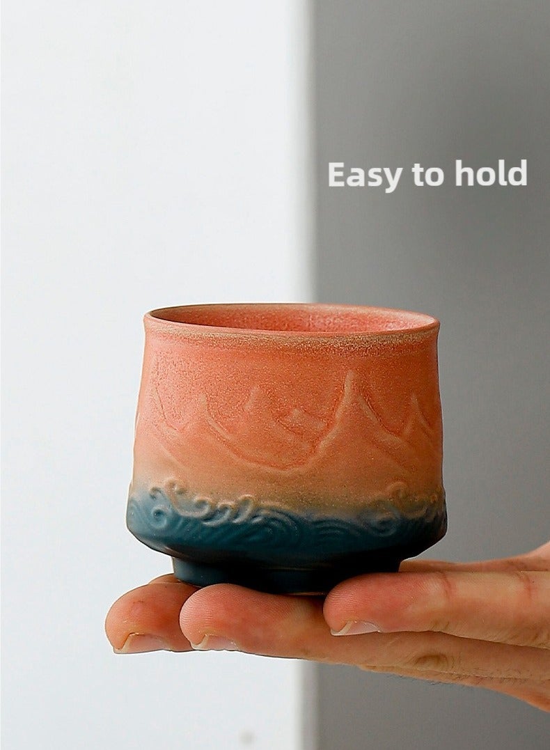 TAYRAN Tea cup, coffee cup, adult ceramic tea cup, 200 ml, handleless ceramic cup, Asian tea cup matcha cup with gift box for Turkish tea cappuccino latte - Image 4