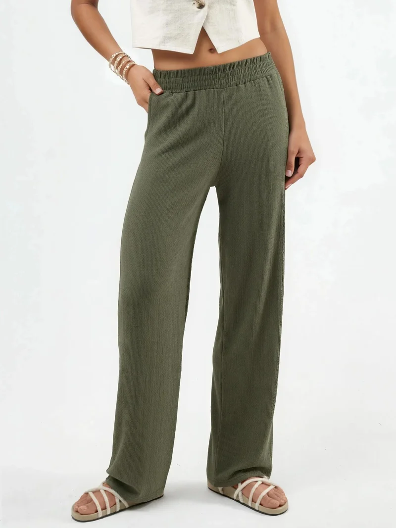هيكاب Straight Leg Textured Pants Ellie Collection