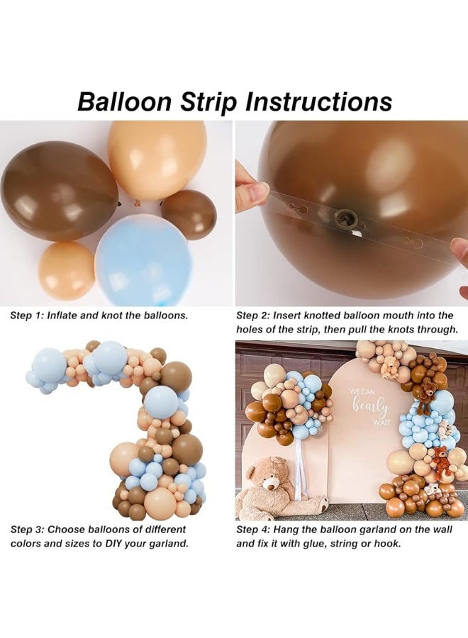 RUBFAC 156pcs Brown Blue Balloon Garland Arch Kit, Bear Baby Shower Decoration with Boho Brown Skin Color Blue Balloons for Gender Reveal and Birthday Party Decoration - Image 3