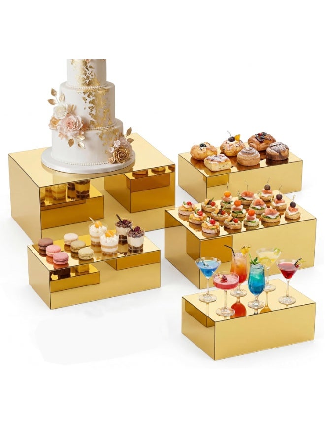 Acrylic Food Display Risers, Set of 5 Rectangular Display Stand Shelf Buffet Risers for Catering Dessert Buffet Table, Parties, Weddings, Collectibles Shoes Display - Image 1