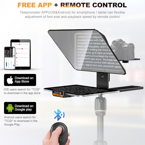LENSGO 12.9'' Aluminum Teleprompter for iPad Tablet DSLR Cameras with Remote Control, App Compatible with iOS/Android,Professional Prompter for News/Broadcasting,Online Teaching,Live Streaming(TC12) - Image 3
