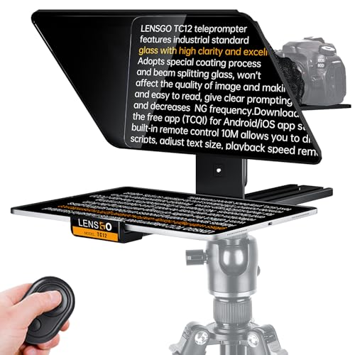 LENSGO 12.9'' Aluminum Teleprompter for iPad Tablet DSLR Cameras with Remote Control, App Compatible with iOS/Android,Professional Prompter for News/Broadcasting,Online Teaching,Live Streaming(TC12) - Image 1