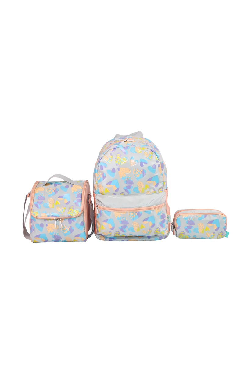 مون MOON  3 in 1 Kids Backpack  Set   - (16-Inch) Premium Kids School Bag with Lunch Bag & Pencil Case-Pink