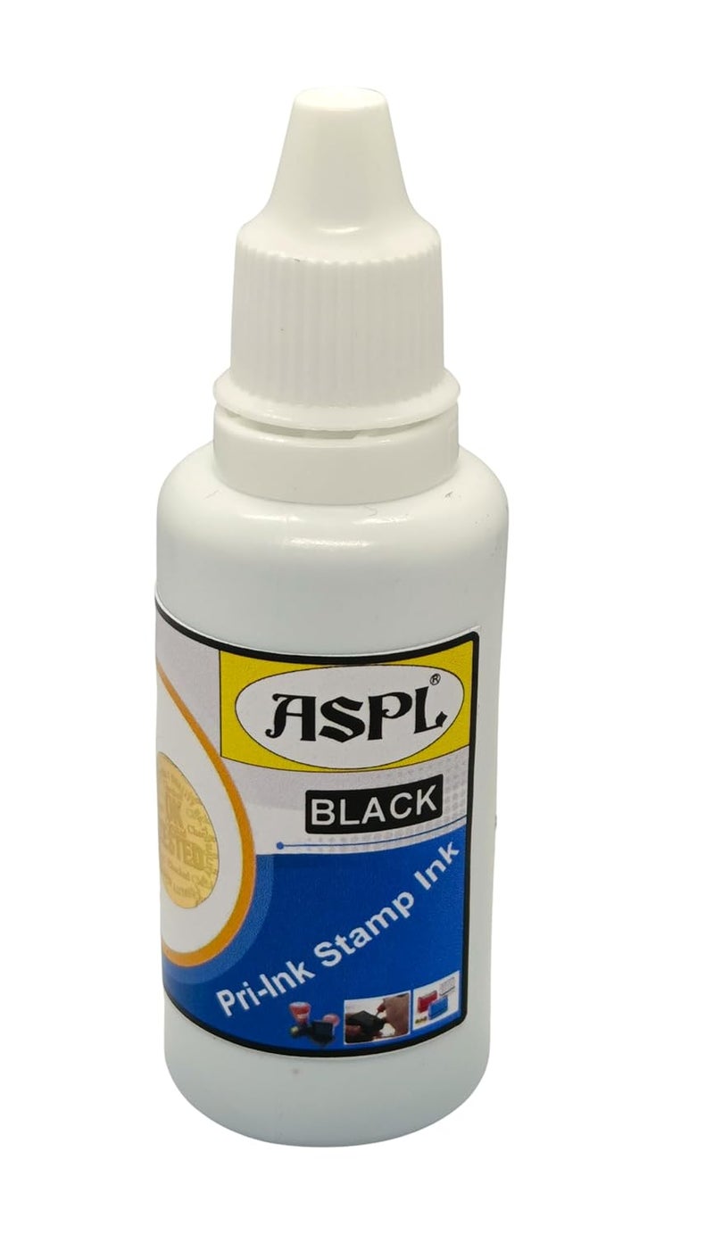 ASPL Black Stamp Ink Refill for Pre-Ink Stamps (30 ML,1 PCS) A1-Super (Black) Pack of 1 - Image 1