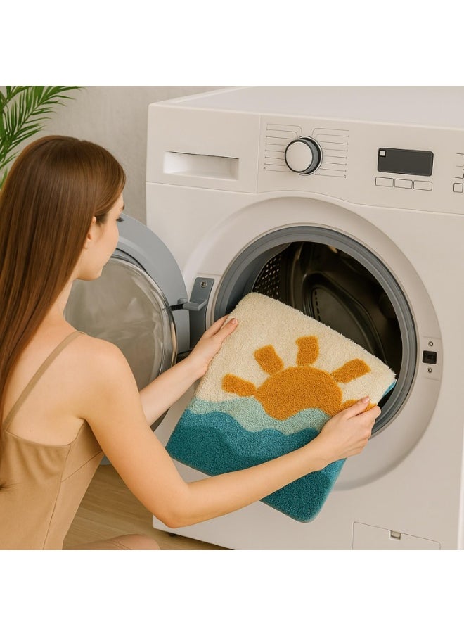 TYCOM Bathroom Rugs Bath Mat 40x60cm Non-Slip Fluffy Soft Plush Microfiber Shower Carpet Rug, Machine Washable Quick Dry Ultra Bath Mats for Tub Bathroom and Shower  - Image 3