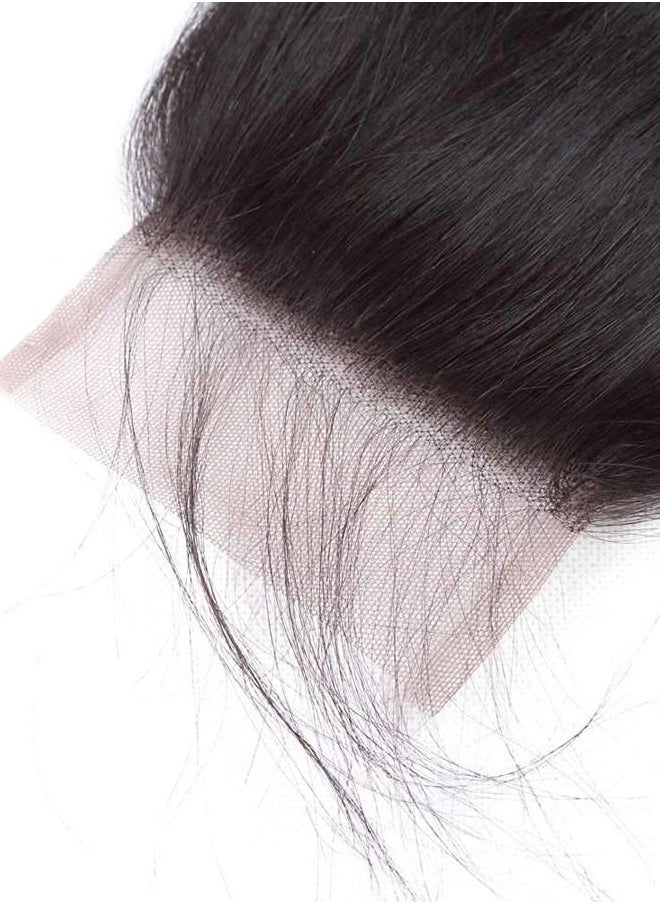 Tendresse - Straight Closure 4X4 Lace Closure Brazilian 10A Virgin Human Hair Lace Closure with Baby Hair Natural Color(22 inch) - Image 1