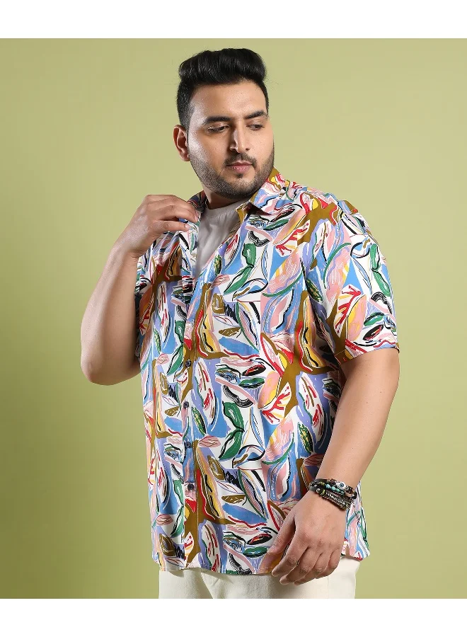 Instafab Plus Men's Multicolour Abstract Foilage Shirt