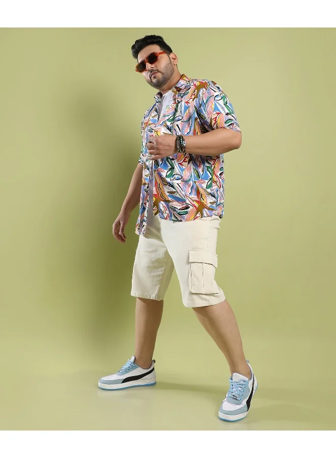 Instafab Plus Men's Multicolour Abstract Foilage Shirt