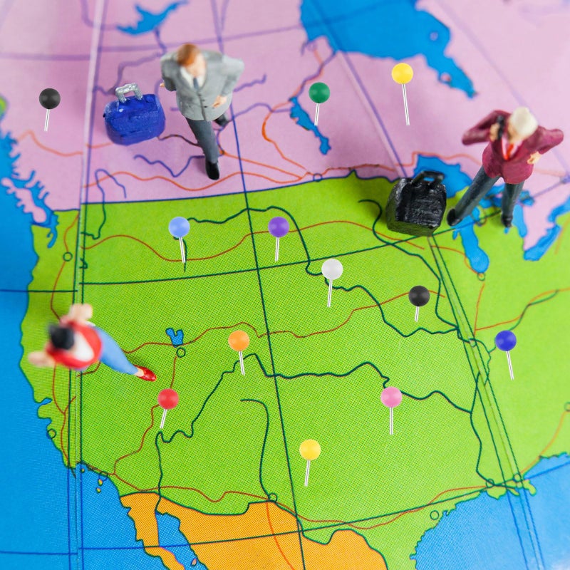 Okxiri 1000 Pcs Multi-Color Push Pins, Map Pins for Travel Map, 1/8" Small Map Tacks with Plastic Beads Head for Cork Board, World Map Pin Board, Bulletin Board, Fabric Marking, Craft, Office - Image 3