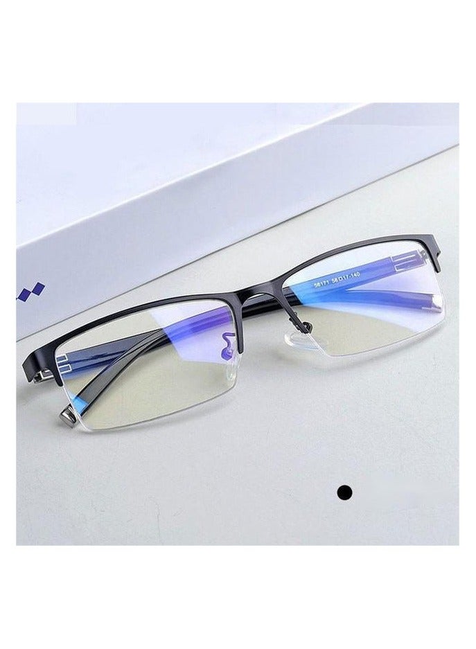Black Half-rim Square Metal Large Rim Glasses Frame It can be equipped with lightweight half-rim business glasses for men with prescription myopia - Image 1