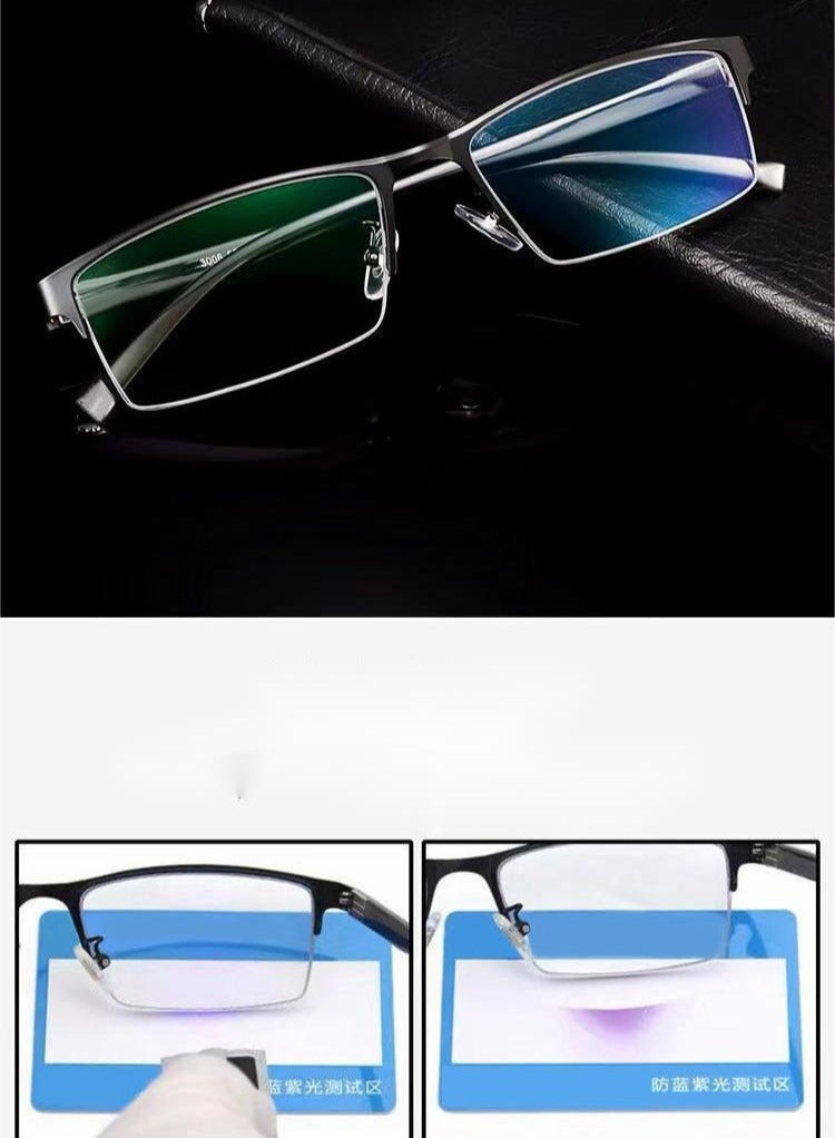Black Half-rim Square Metal Large Rim Glasses Frame It can be equipped with lightweight half-rim business glasses for men with prescription myopia - Image 3