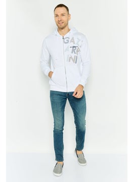 Gazzarrini Men Hooded Graphic Long Sleeves Sweatshirt, White  - Image 4