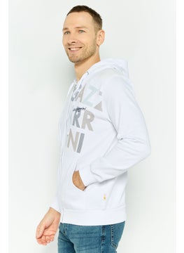 Gazzarrini Men Hooded Graphic Long Sleeves Sweatshirt, White  - Image 3