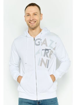 Gazzarrini Men Hooded Graphic Long Sleeves Sweatshirt, White  - Image 1