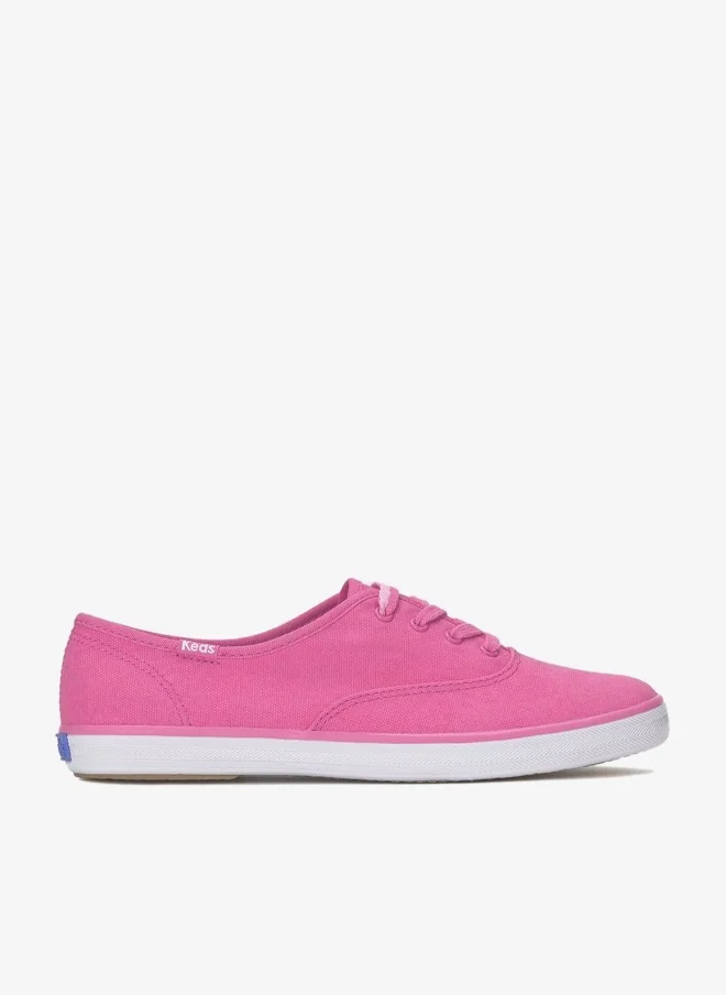 Keds Women's Champion Canvas Lace Up  Casual Sneaker Pink