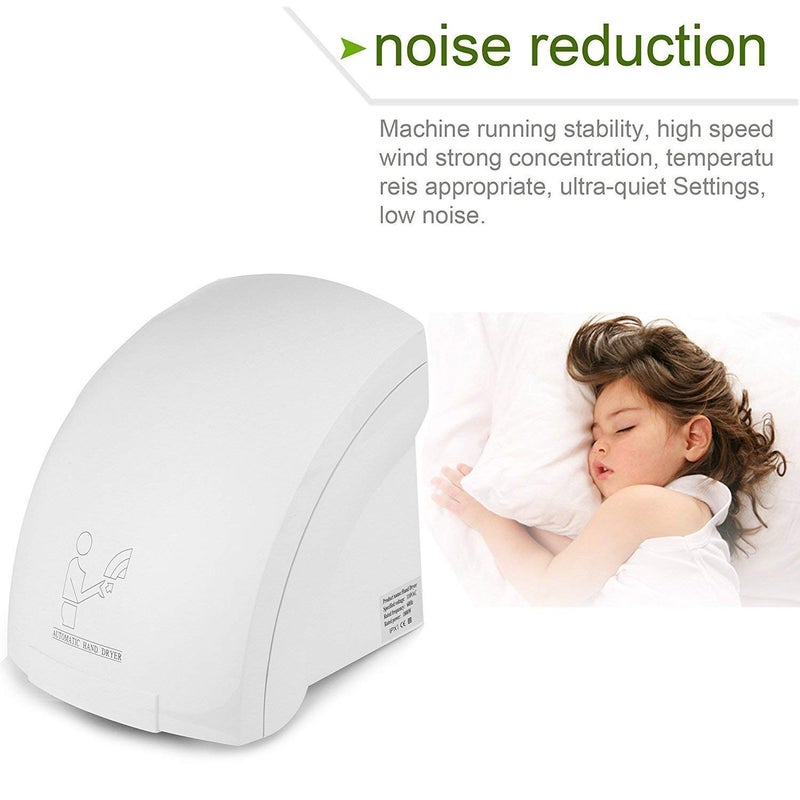 Drizzle مجفف يدوي تلقائي عالي السرعة للاستخدام المنزلي والفنادق والحمامات (أبيض) - Image 1