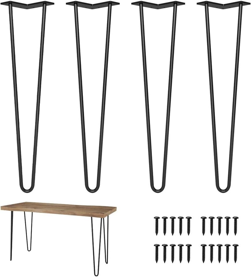 Reyox Solid Rods with Industrial Design Home DIY Projects for Modern Desks Bench and Ding Board Include Rubber Floor Protectors Black 4 PCS 2 Rod 10 Inch - Image 1
