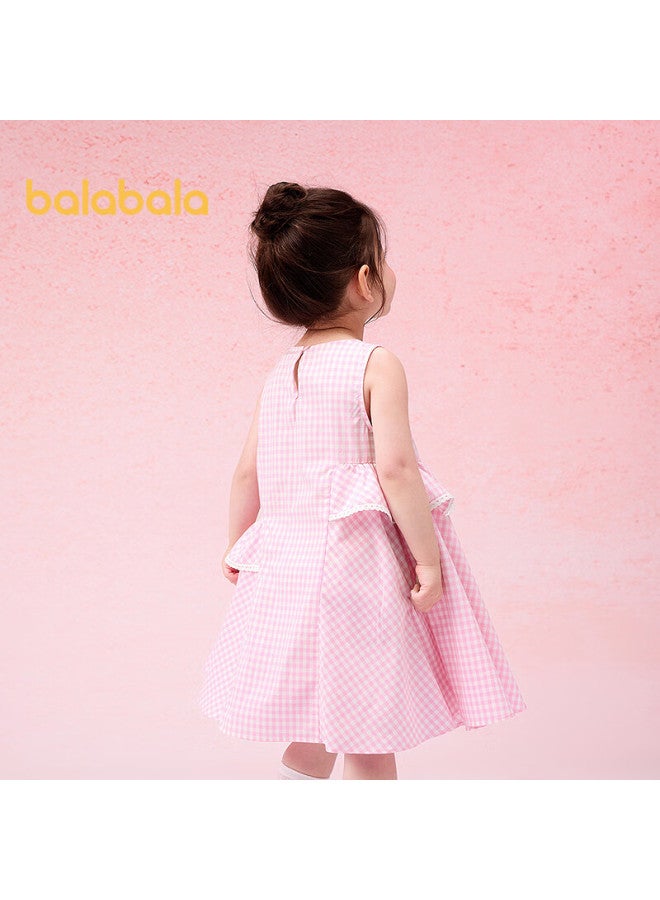 Balabala Girls' Dress Children's Sleeveless Princess Dress Summer Plaid Toddler Dress 208225111016 - Image 3