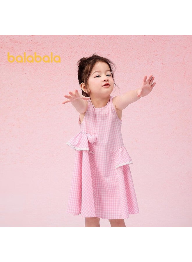 Balabala Girls' Dress Children's Sleeveless Princess Dress Summer Plaid Toddler Dress 208225111016 - Image 1