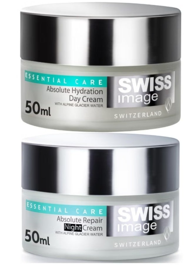 Essential care: Absolute hydration Face Moisturizer Day Cream 50 ml With Absolute Repair Overnight Cream 50 ml for all Skin Types