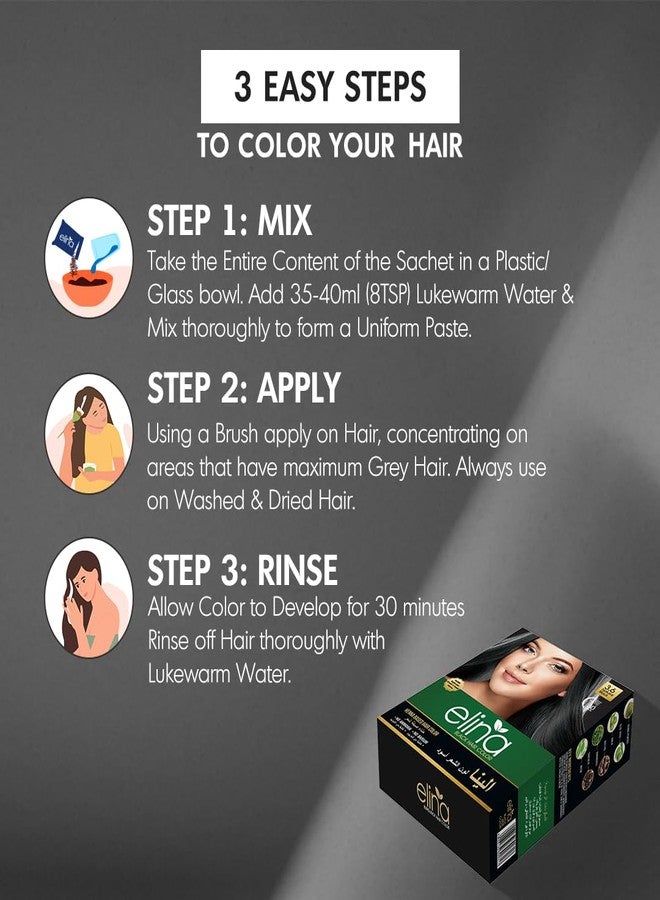 Elina Black Hair Color Powder 60Gm (Pack of 1) | Ammonia & Barium free Natural Organic Hair Color for Men & Women | Formulated with Natural Ingredients | Long Lasting Color - Image 5