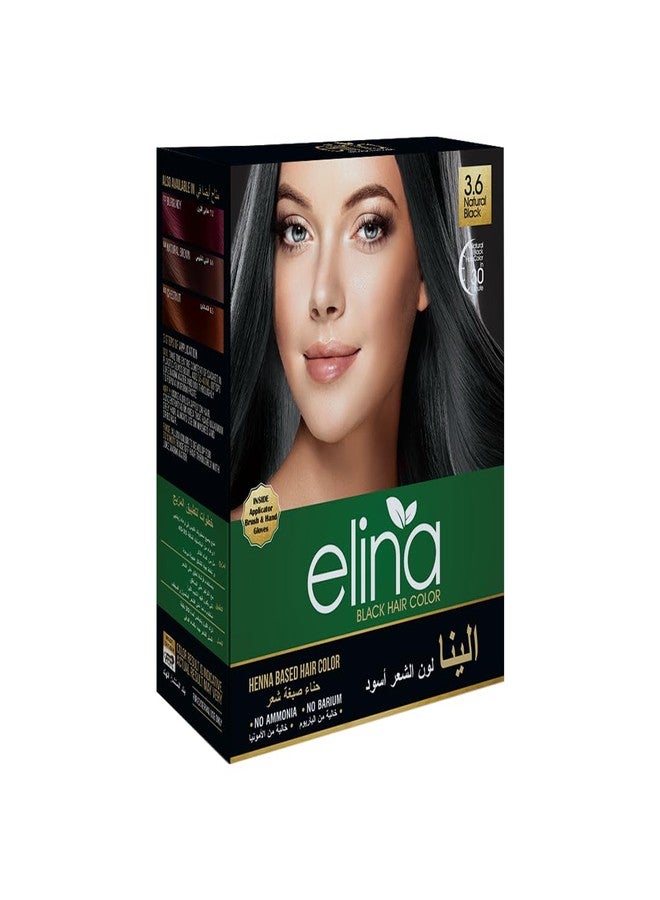 Elina Black Hair Color Powder 60Gm (Pack of 1) | Ammonia & Barium free Natural Organic Hair Color for Men & Women | Formulated with Natural Ingredients | Long Lasting Color - Image 1