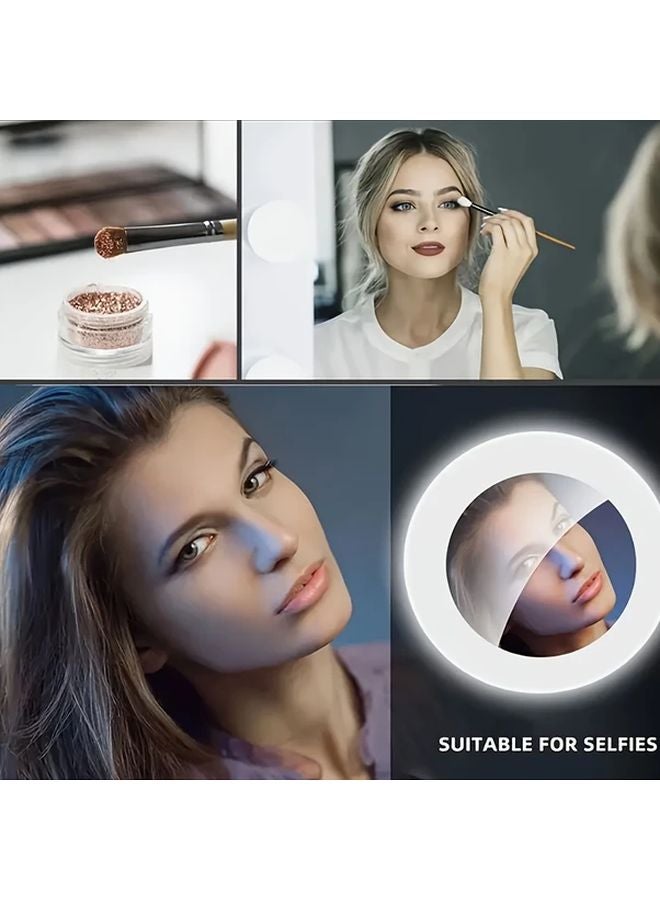 ضوء حلقة سيلفي LED قابل للشحن بتصميم مِشْبَكي أسود شحن عبر USB - Image 5