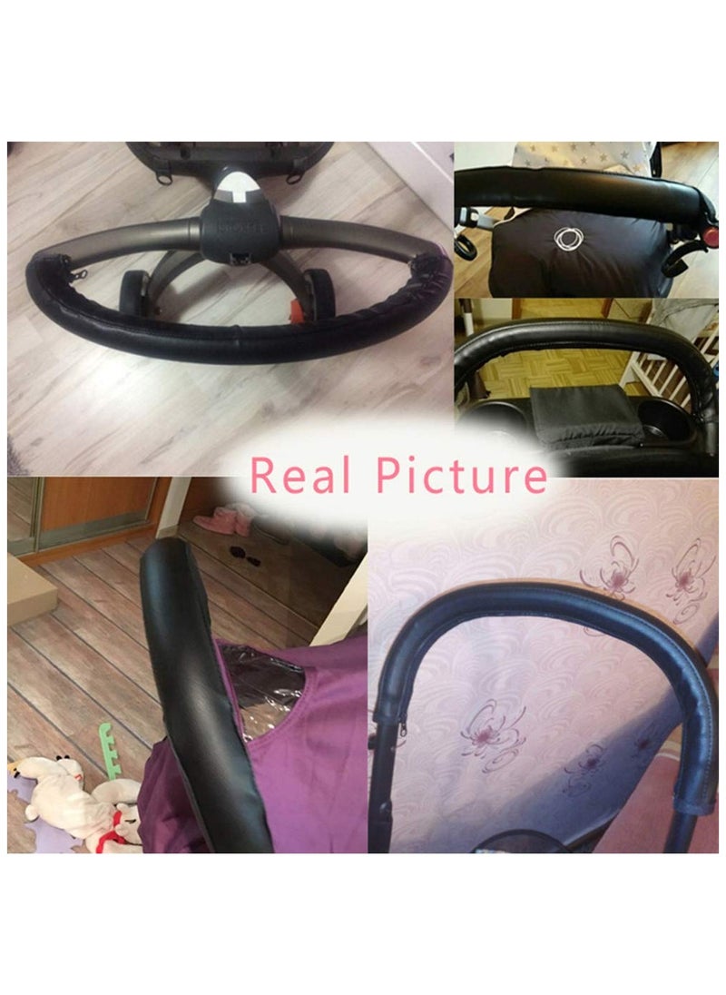 Mr. Penda - Stroller Handle Cover, PU Leather Pram Handle Protector Stroller, Pushchair Armrest Handle Protector Cover (Black) - Image 1