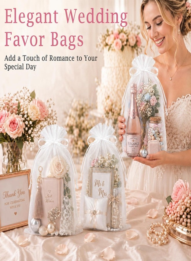 FUNFERY 100 PCS Organza Bags 6x9 in, White Mesh Gift Bags with Drawstring, Bulk Clear Gift Bag for Wedding Party Favors Treats, Large Mesh Goodies Bag for Gifts Shower, Drawstring Pouch for Jewelry - Image 3
