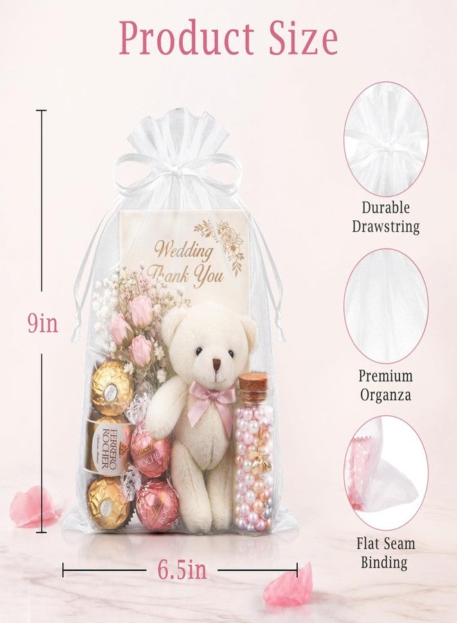 FUNFERY 100 PCS Organza Bags 6x9 in, White Mesh Gift Bags with Drawstring, Bulk Clear Gift Bag for Wedding Party Favors Treats, Large Mesh Goodies Bag for Gifts Shower, Drawstring Pouch for Jewelry - Image 2