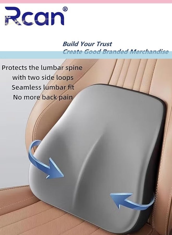Rcan Lumbar Support Pillow and Car Headrest Neck Pillow Ergonomic Design Memory Cotton Headrest and Back Waist Pillow and Neck Support Pillow for Office Chair Grey  - Image 4