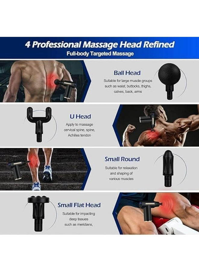 جهاز تدليك العضلات الاحترافي الصغير (Mini Massage Gun) – 6 سرعات مع 4 رؤوس تدليك - Image 4