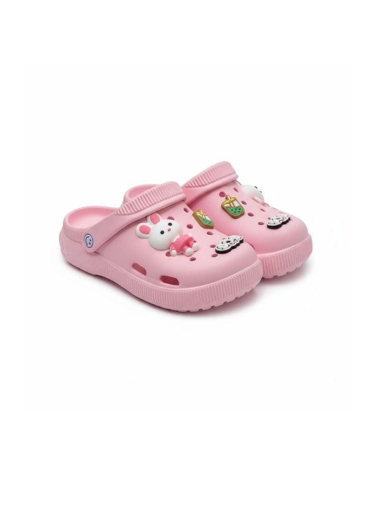 بريميم نعال مطاطية خفيفة الوزن مضادة للانزلاق برسومات كرتونية وردية للأطفال