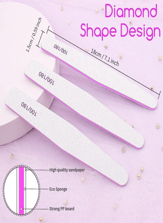 Aternal 2Pcs Nail Files, Nail File Professional 100/180 Grit, Nails File Washable and Reusable, Emery Board for Acrylic Nails, Double-Sided Nail File for Dip Nails - Image 2